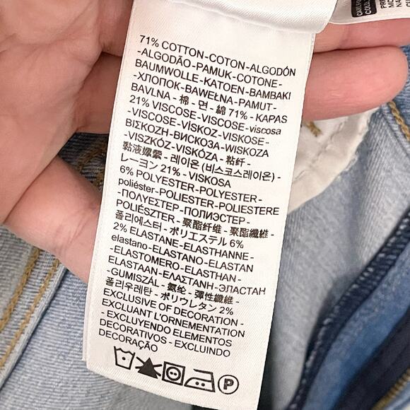 Levi's Women's Blue Stretch Distressed Mid Rise 711 Skinny Ankle Jeans Size 33 - Picture 8 of 8